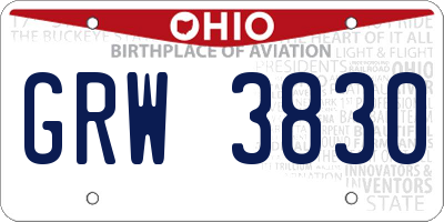 OH license plate GRW3830