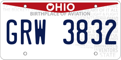 OH license plate GRW3832
