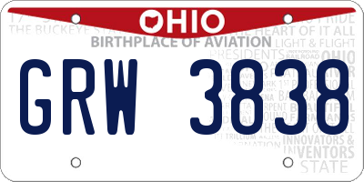 OH license plate GRW3838