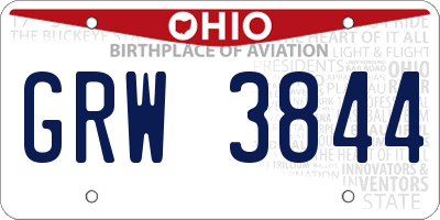 OH license plate GRW3844