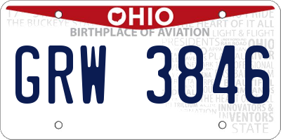 OH license plate GRW3846