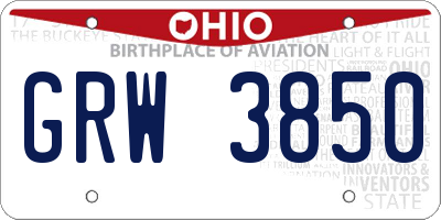 OH license plate GRW3850