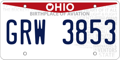 OH license plate GRW3853