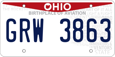OH license plate GRW3863