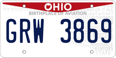 OH license plate GRW3869