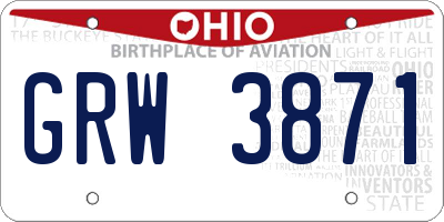 OH license plate GRW3871
