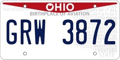 OH license plate GRW3872