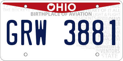 OH license plate GRW3881