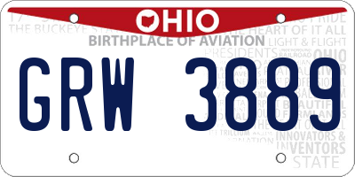OH license plate GRW3889