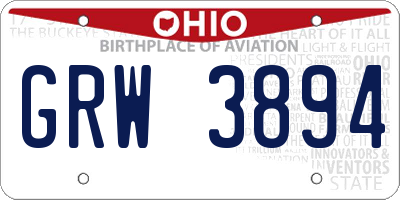 OH license plate GRW3894
