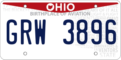 OH license plate GRW3896