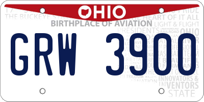 OH license plate GRW3900