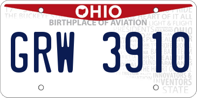 OH license plate GRW3910