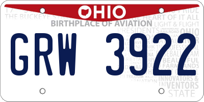 OH license plate GRW3922