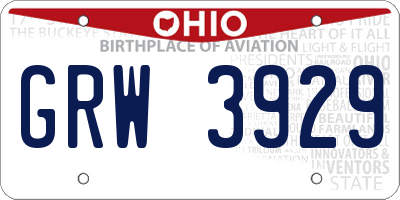 OH license plate GRW3929
