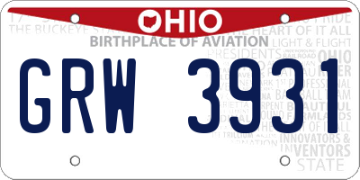 OH license plate GRW3931
