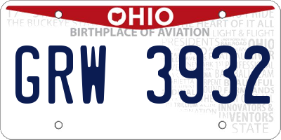 OH license plate GRW3932