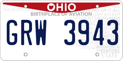 OH license plate GRW3943
