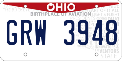 OH license plate GRW3948