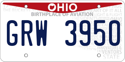 OH license plate GRW3950