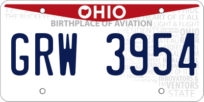OH license plate GRW3954