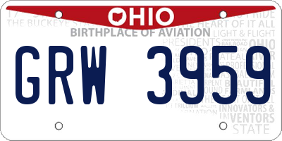 OH license plate GRW3959