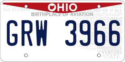 OH license plate GRW3966