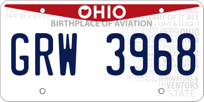 OH license plate GRW3968