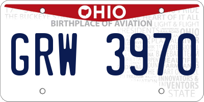 OH license plate GRW3970