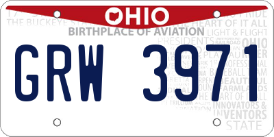 OH license plate GRW3971