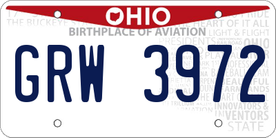 OH license plate GRW3972