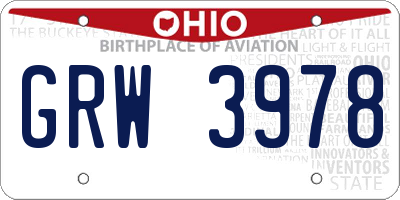 OH license plate GRW3978