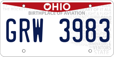OH license plate GRW3983