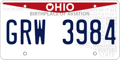 OH license plate GRW3984
