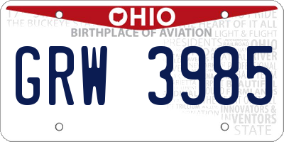 OH license plate GRW3985