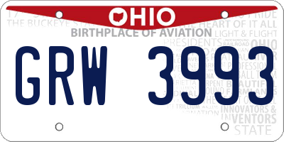 OH license plate GRW3993