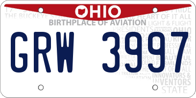 OH license plate GRW3997