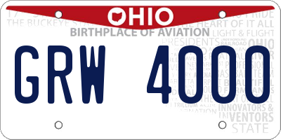 OH license plate GRW4000