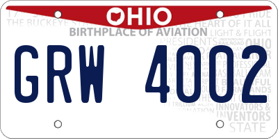 OH license plate GRW4002