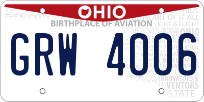 OH license plate GRW4006