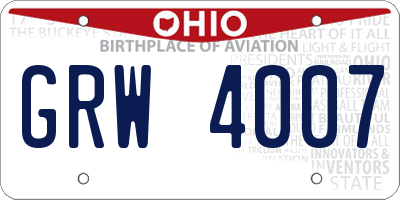 OH license plate GRW4007