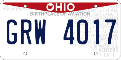 OH license plate GRW4017