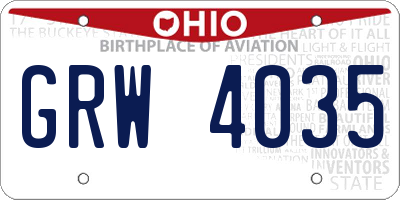 OH license plate GRW4035