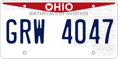 OH license plate GRW4047