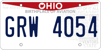 OH license plate GRW4054