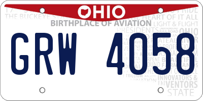 OH license plate GRW4058