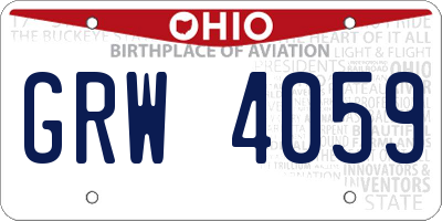 OH license plate GRW4059