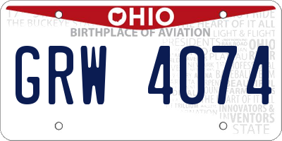 OH license plate GRW4074