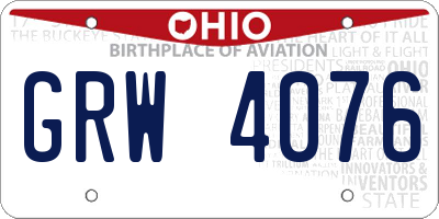 OH license plate GRW4076