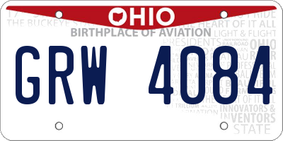 OH license plate GRW4084